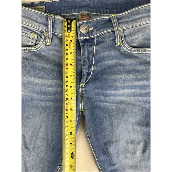 True Religion Jeans Womens 28 Blue Cora Mid Rise Straight Faded Whiskered USA - Picture 7 of 14